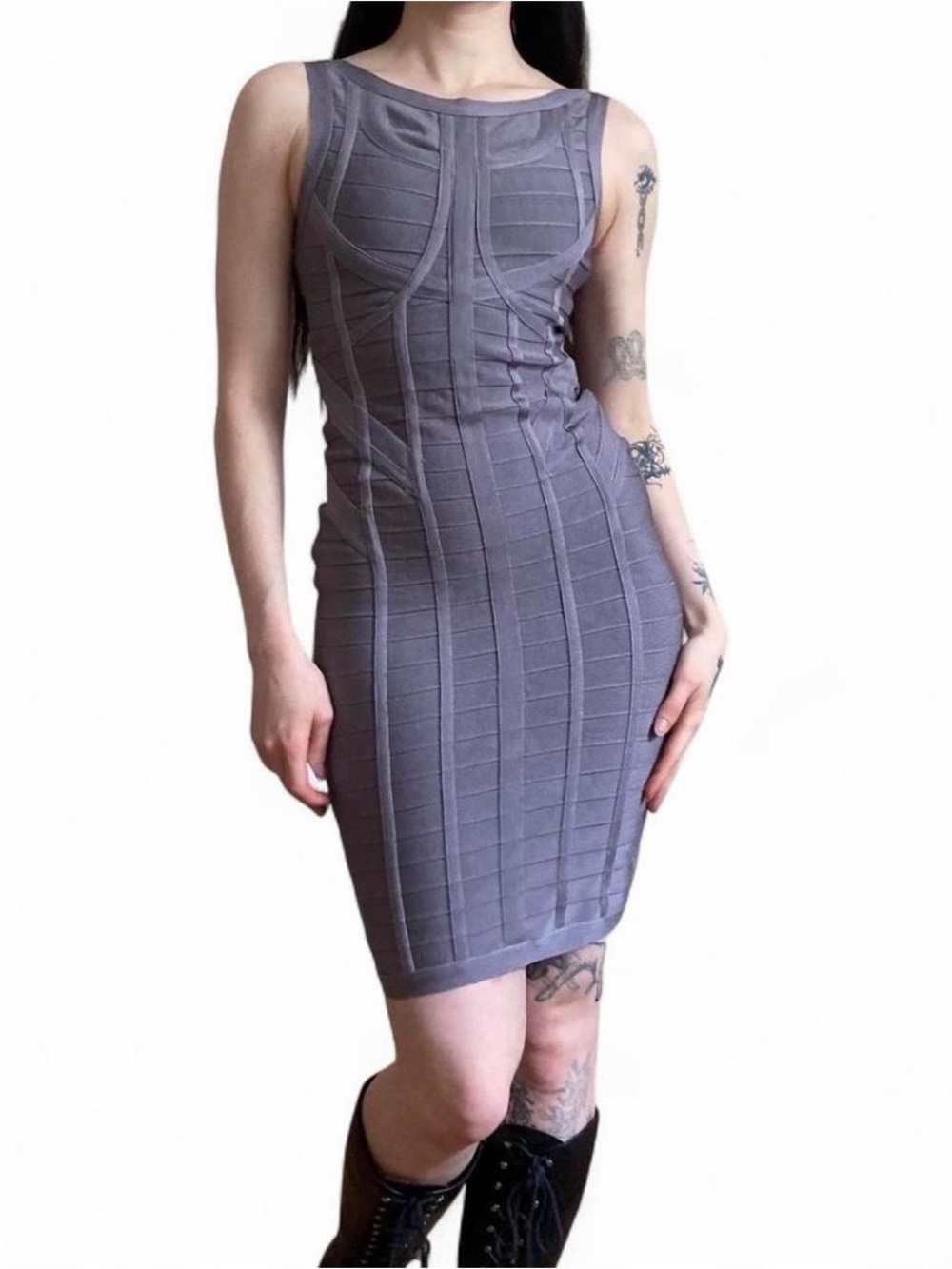 Grey Lavender Bandage Dress
